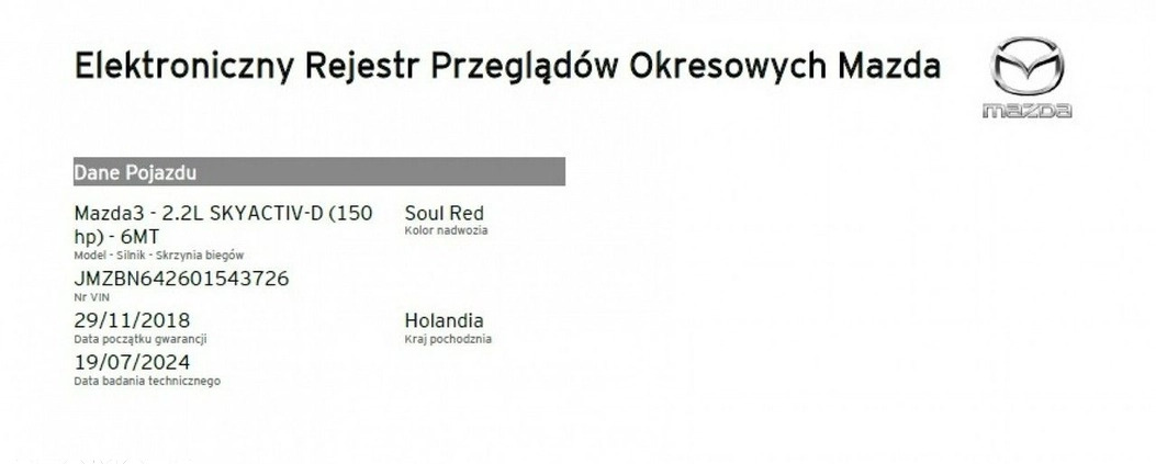 Mazda 3 cena 49900 przebieg: 221463, rok produkcji 2018 z Kłecko małe 667